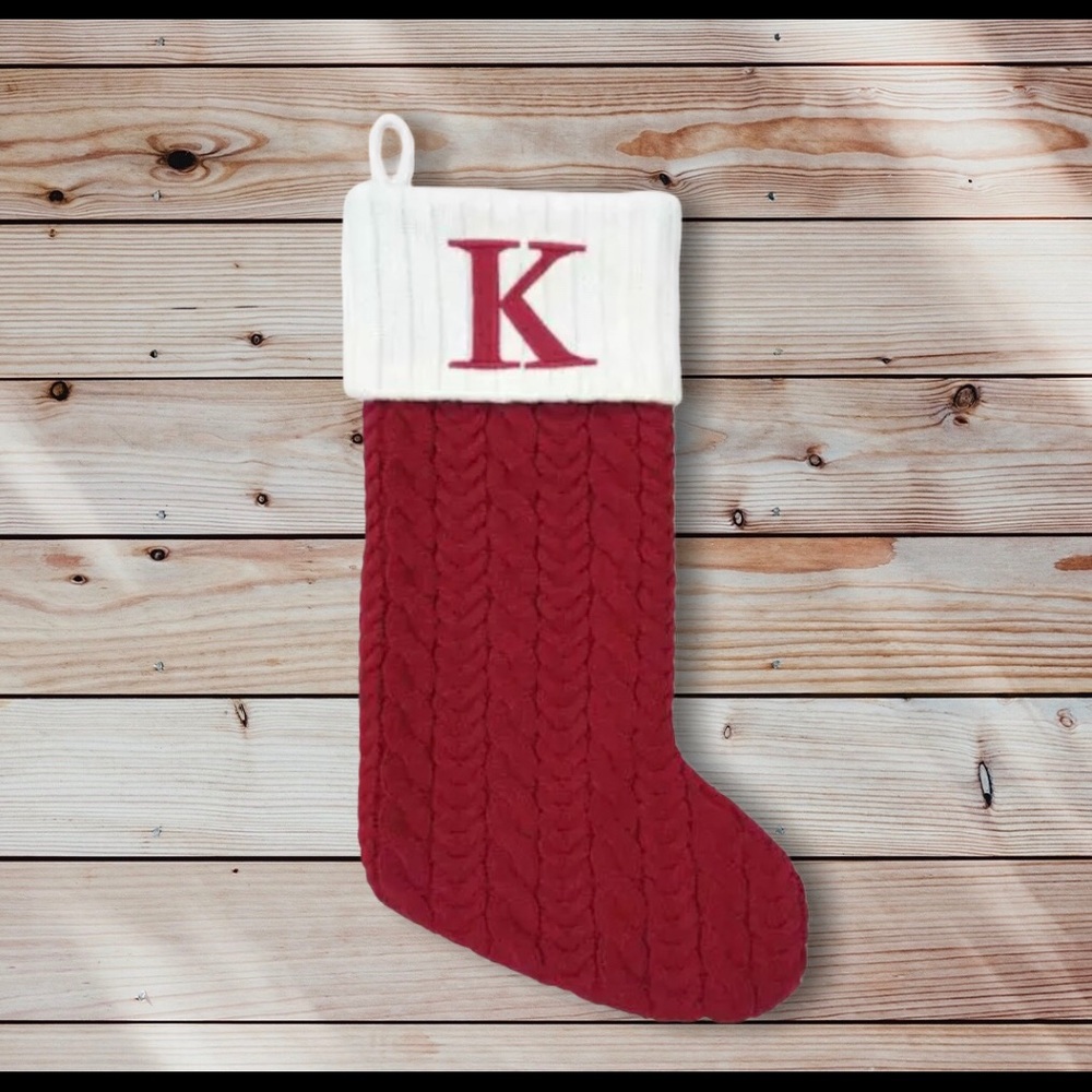 Christmas Stocking St Nicholas Square monogram “K”